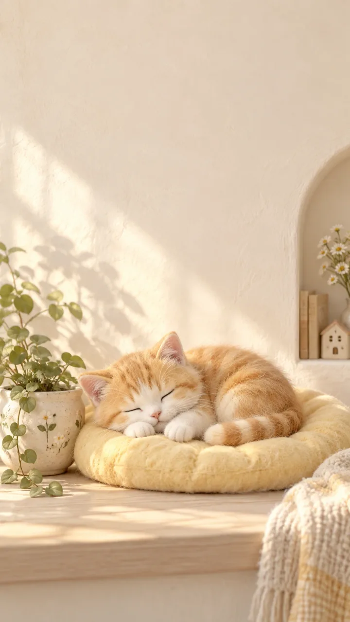 阳光里熟睡的小猫壁纸